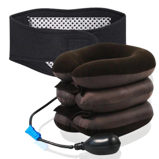 Set Guler & Centura, Relaxare si Detensionare Gat, Turmalina si Magneti, Elongare, Maro/Negru