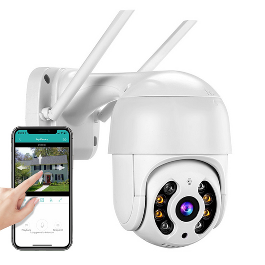 Camera de Supraveghere, WIFI, pentru Exterior, cu Zoom, Full HD, IP66, Filtru Infrarosu, MicroSD 128GB, 230V, Alb